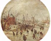 亨德里克艾弗坎普 - Winter Landscape With Skaters